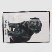 Zwart-witte hond foto golfhanddoek (Horizontaal)