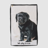 Zwart-witte hond foto golfhanddoek (Voorkant)
