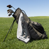 Zwart-witte hond foto golfhanddoek (Groen)