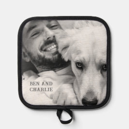 Zwart-witte hond foto pannenlap