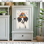 Zwart-witte hond, garenbal Pet CY1 Decoupage Tissuepapier