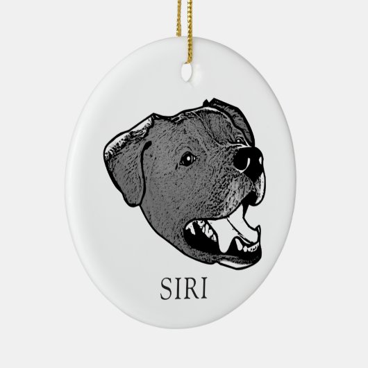 Zwart-witte hond gepersonaliseerd keramisch ornament (Rechts)