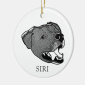 Zwart-witte hond gepersonaliseerd keramisch ornament (Links)
