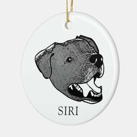 Zwart-witte hond gepersonaliseerd keramisch ornament (Links)