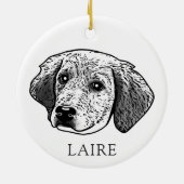Zwart-witte hond gepersonaliseerd keramisch ornament (Achterkant)