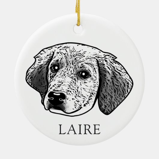 Zwart-witte hond gepersonaliseerd keramisch ornament (Achterkant)