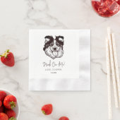 Zwart-witte hond gepersonaliseerde bruiloft servet (Insitu)