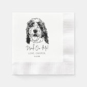 Zwart-witte hond gepersonaliseerde bruiloft servet (Voorkant)