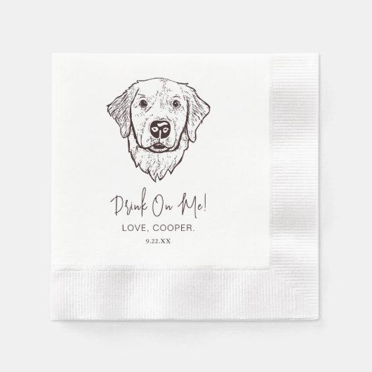 Zwart-witte hond gepersonaliseerde bruiloft servet (Voorkant)