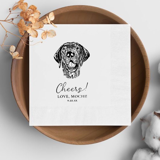 Zwart-witte hond gepersonaliseerde bruiloft servet