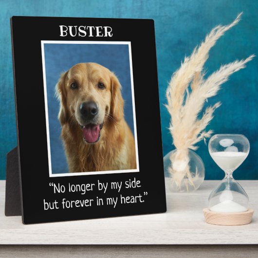Zwart-Witte Hond Hondenherdenkingsfoto Aandenken   Fotoplaat (Zijkant)