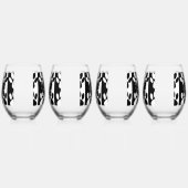 Zwart-witte hond poten en strepen monogram wijnglas zonder voet (Links)