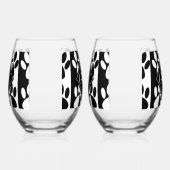 Zwart-witte hond poten en strepen monogram wijnglas zonder voet (Links)