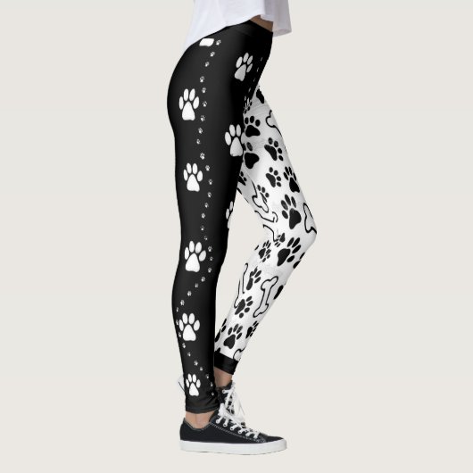 Zwart-witte Hond poten Leggings (Rechts)