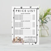 Zwart Witte Hond Trimmer Prijslijst Menu (Staand voorkant)