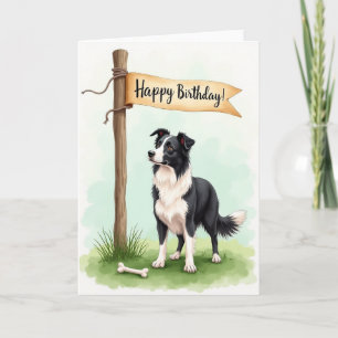 Zwart-Witte Hond Verjaardagskaart Kaart