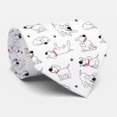 Zwart & Witte Honden Cartoon Custom Stropdas (Opgerold)