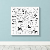 Zwart-witte honden | Een verscheidenheid aan Honde Canvas Afdruk (Insitu (Houten vloer))