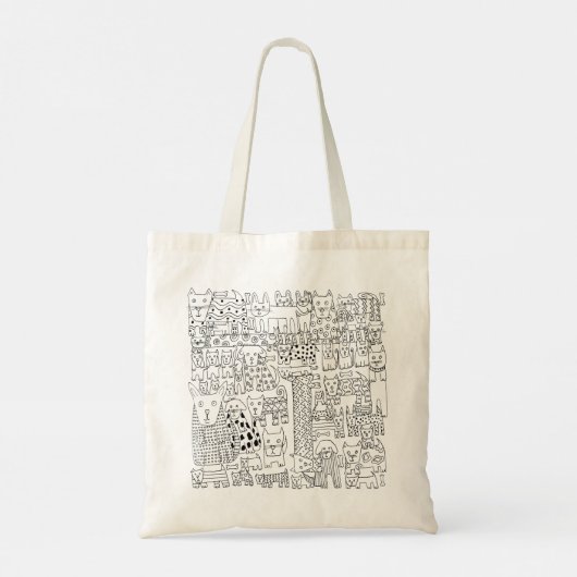 Zwart-witte honden en puppy's patroon tote bag (Achterkant)
