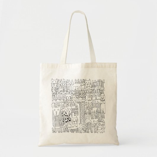 Zwart-witte honden en puppy's patroon tote bag (Voorkant)