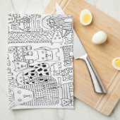 Zwart-witte honden en puppy's patroon trendy theedoek (Quarter Fold)