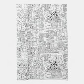 Zwart-witte honden en puppy's patroon trendy theedoek (Verticaal)