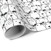 Zwart & Witte Honden Stapel Cadeaupapier (Rol Hoek)