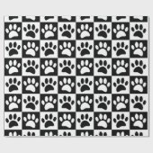 Zwart-witte hondenpoten in vierkanten cadeaupapier (Vlak)