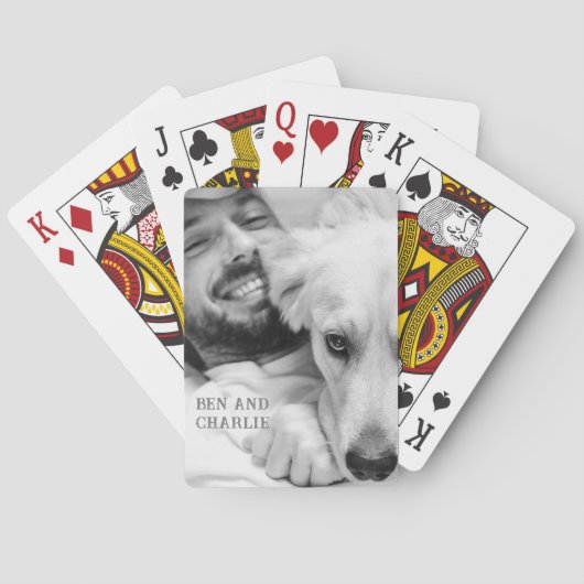 Zwart-witte hondsfoto pokerkaarten (Achterkant)
