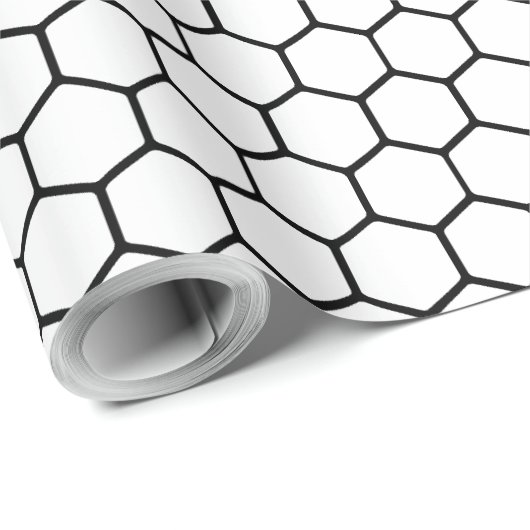 Zwart-witte honingraat gepatterd cadeaupapier (Rol Hoek)