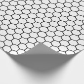 Zwart-witte honingraat gepatterd cadeaupapier (Hoek)