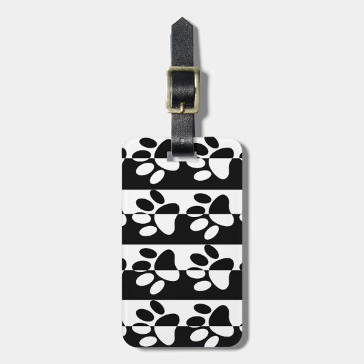 Zwart-witte hoofddoekjes en stripes bagagelabel (Voorkant verticaal)