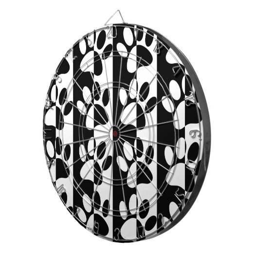 Zwart-witte hoofddoekjes en stripes dartbord (Voorkant Rechts)