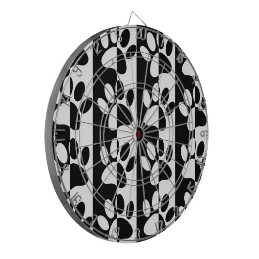 Zwart-witte hoofddoekjes en stripes dartbord (Voorkant Links)