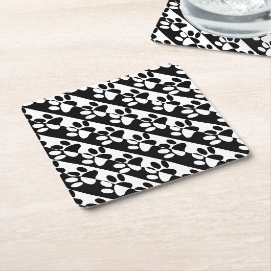 Zwart-witte hoofddoekjes en stripes kartonnen onderzetters (Schuin)