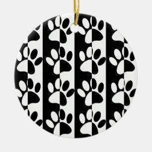 Zwart-witte hoofddoekjes en stripes keramisch ornament