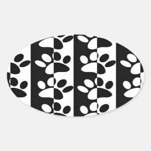 Zwart-witte hoofddoekjes en stripes ovale sticker