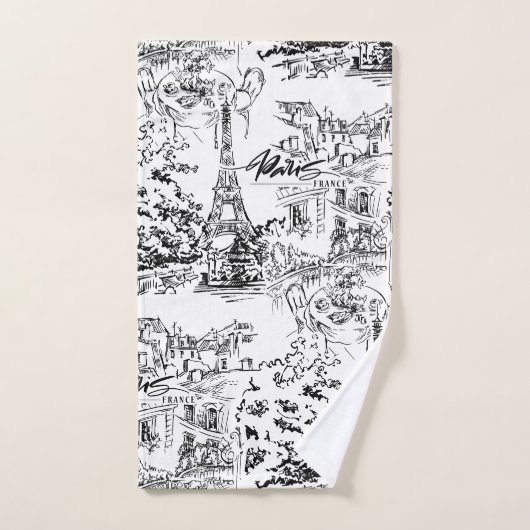 Zwart-witte hoofddoektower voor Parijs Bad Handdoek (Handdoek)