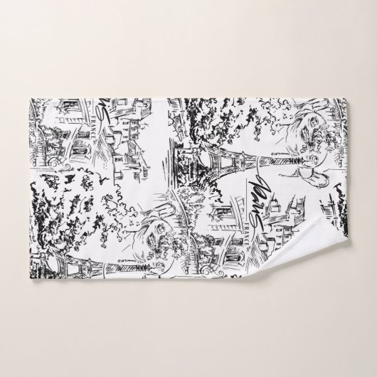 Zwart-witte hoofddoektower voor Parijs Bad Handdoek (Handdoek)