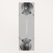 Zwart Witte Hoogland Koe  Monogram naam   Yogamat (Voorkant)