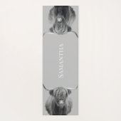 Zwart Witte Hoogland Koe  Monogram naam   Yogamat (Achterkant)