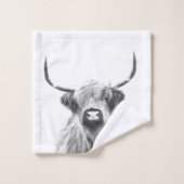 Zwart-witte hooglandkoe bad handdoek (Wasdoekje)