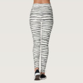 Zwart-witte horizontale boho horizontale strepes leggings (Achterkant)