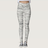 Zwart-witte horizontale boho horizontale strepes leggings (Voorkant)