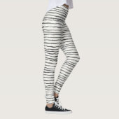 Zwart-witte horizontale boho horizontale strepes leggings (Rechts)