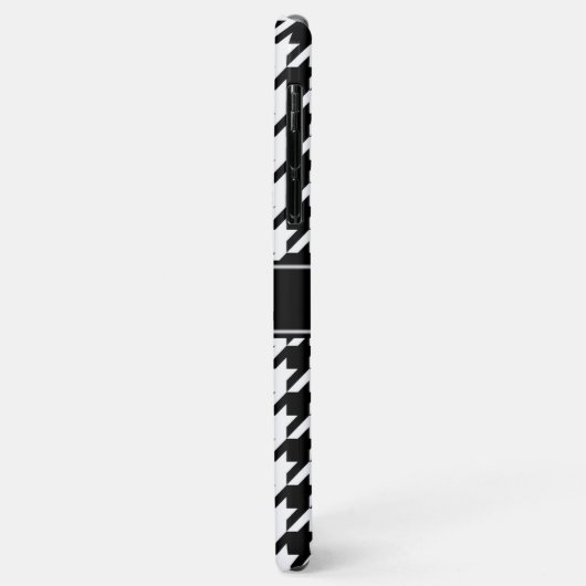 Zwart-witte houndstooth #2 Zwarte naam Monogram Case-Mate iPhone Case (Achterkant/links)