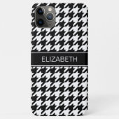 Zwart-witte houndstooth #2 Zwarte naam Monogram Case-Mate iPhone Case (Achterkant)