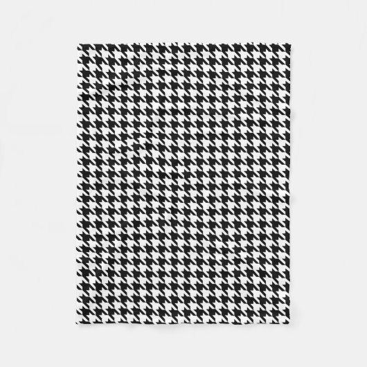 Zwart-witte houndstooth fleece deken (Voorkant)