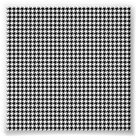 Zwart Witte Houndstooth Geruite Stof Foto Afdruk (Voorkant)