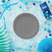 Zwart Witte Houndstooth Geruite Stof Papieren Bordje (Feest)